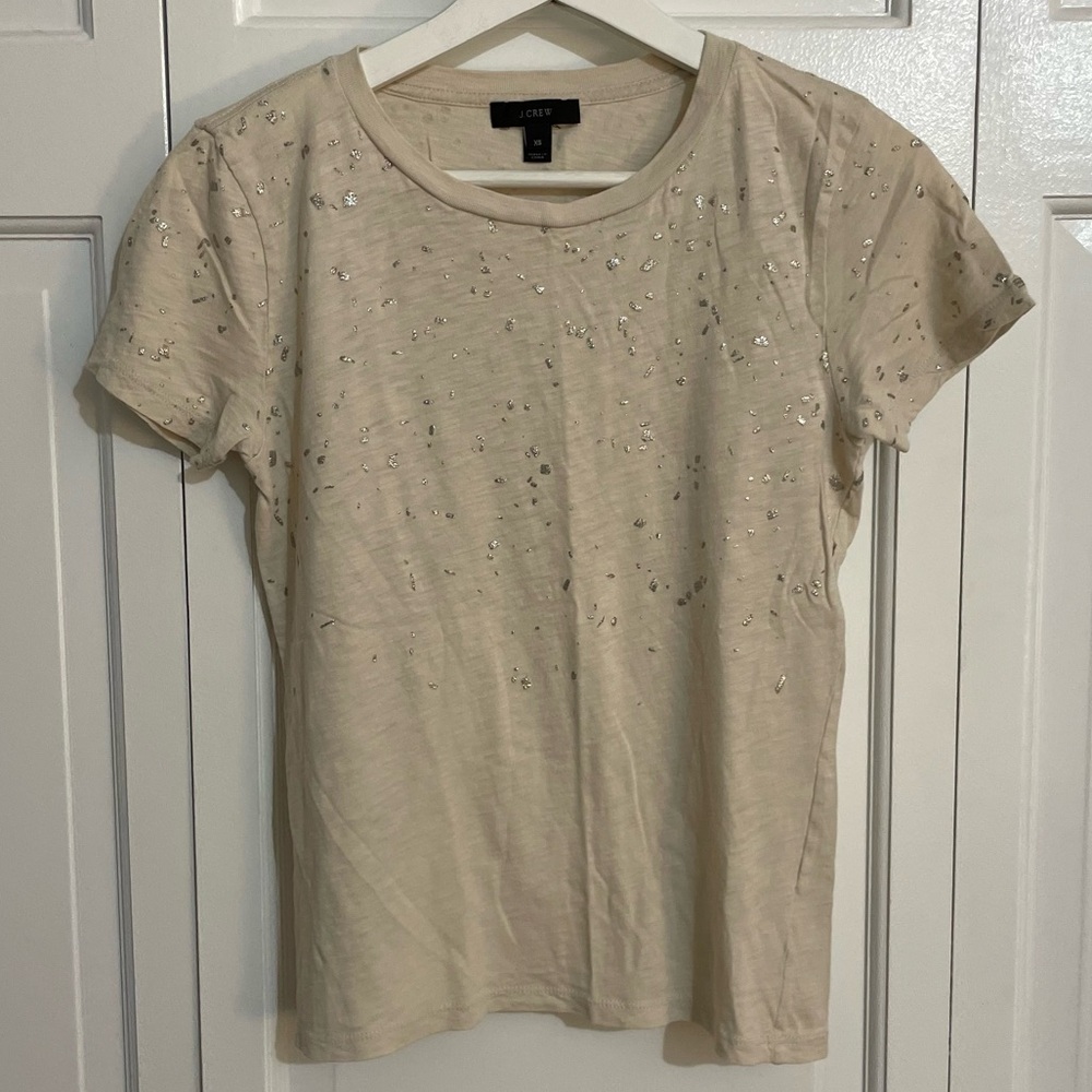 J.Crew Tan Metallic Short Sleeve Tee